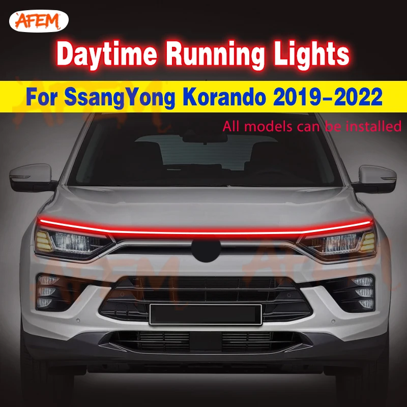 For SsangYong Korando 19-22 Led Car Hood Light Strip Decorative Lamp Flexible DRL Daytime Running Lights Auto Headlight Strips