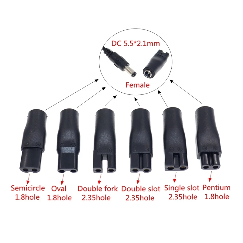 DC5.5x2.1mm Male Plug to C8 Female Connector Power Cord Conversion Plug Replacement for Shaver Hair