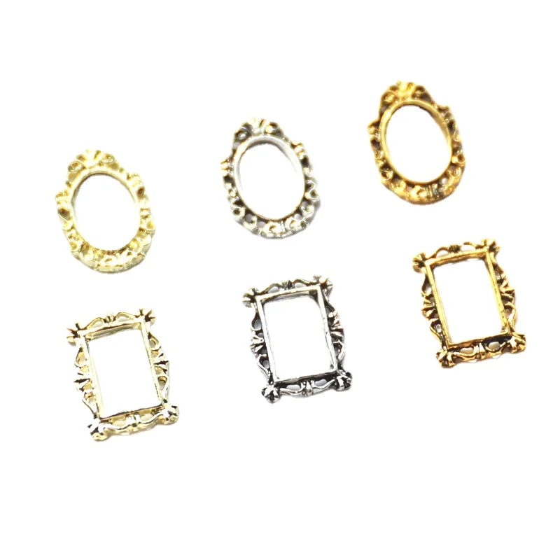 20Pcs Vintage Nail Art Frames Four Colors Multi-Shapes Retro Alloy Nail Designs Charms Large Gem Stones For Nail Supplies 2025