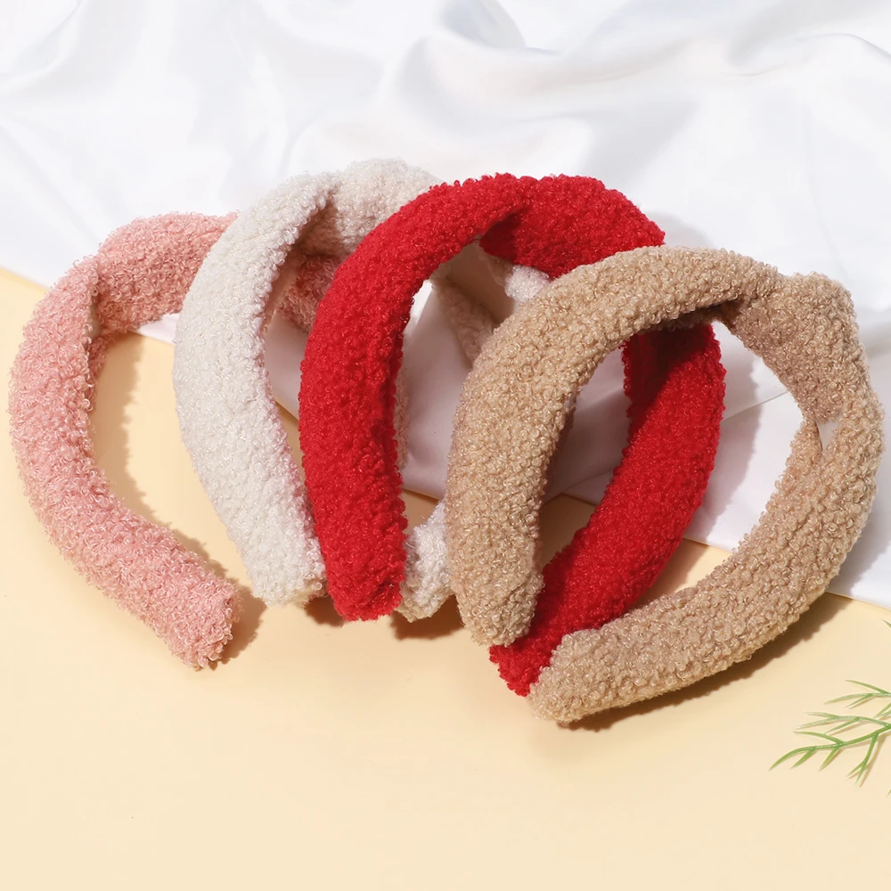 Girl and Women Knotted Warm Headbands Kid Girl Hair Hoops Lambswool Soft Hair Bands Suitable for Winter Wash Face Band Wholesale