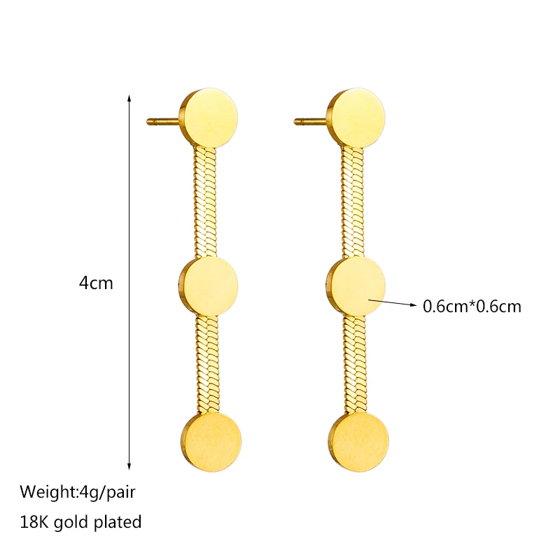 DIEYURO 316L Stainless Steel Gold Color Round Drop Earrings For Women Luxury Design Girls Ear Jewelry Fashion Party Wedding Gift