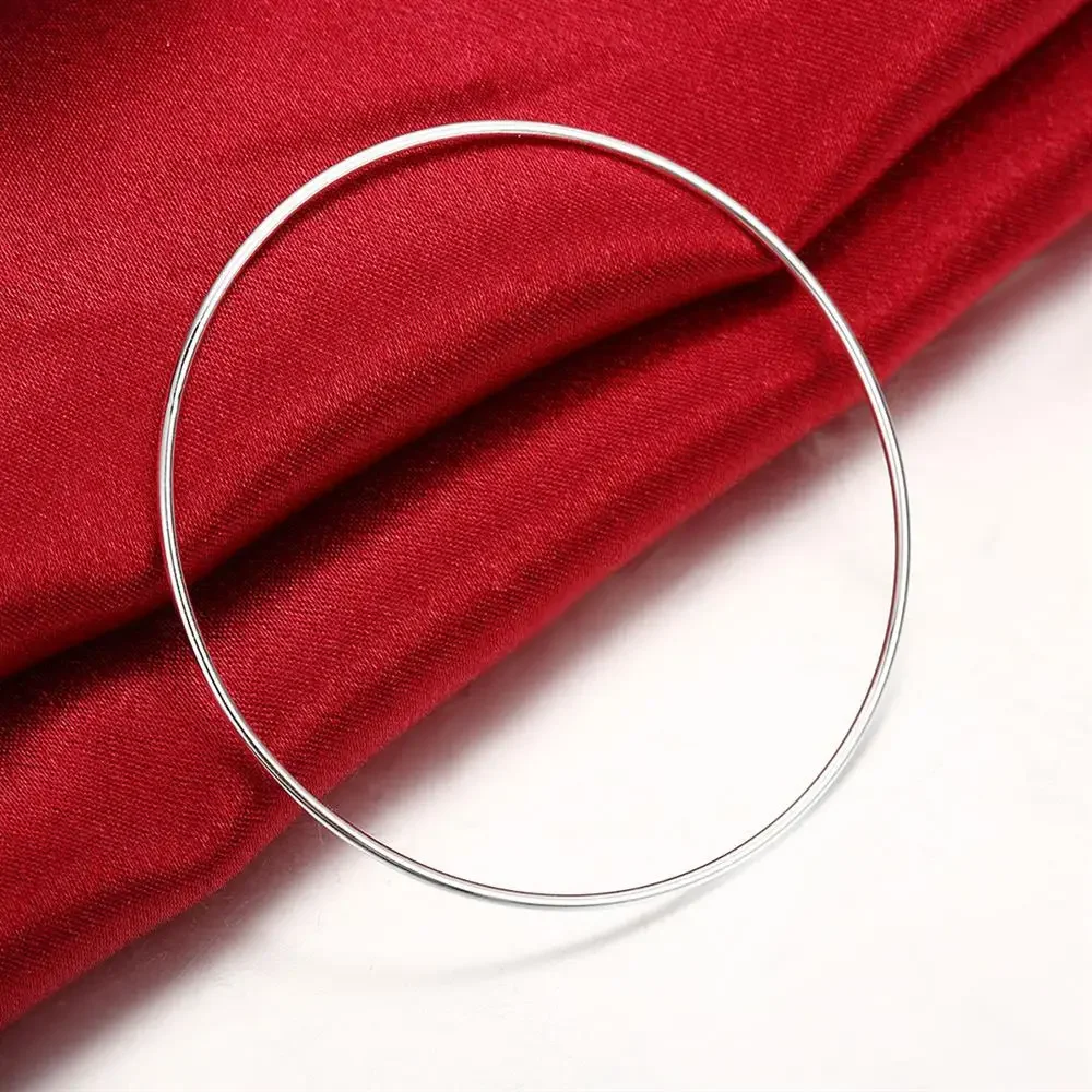 

Fine 925 Sterling Silver Fine Simple Circle Bangle Bracelet Fashion Party Woman Wedding Jewelry Christmas Gifts