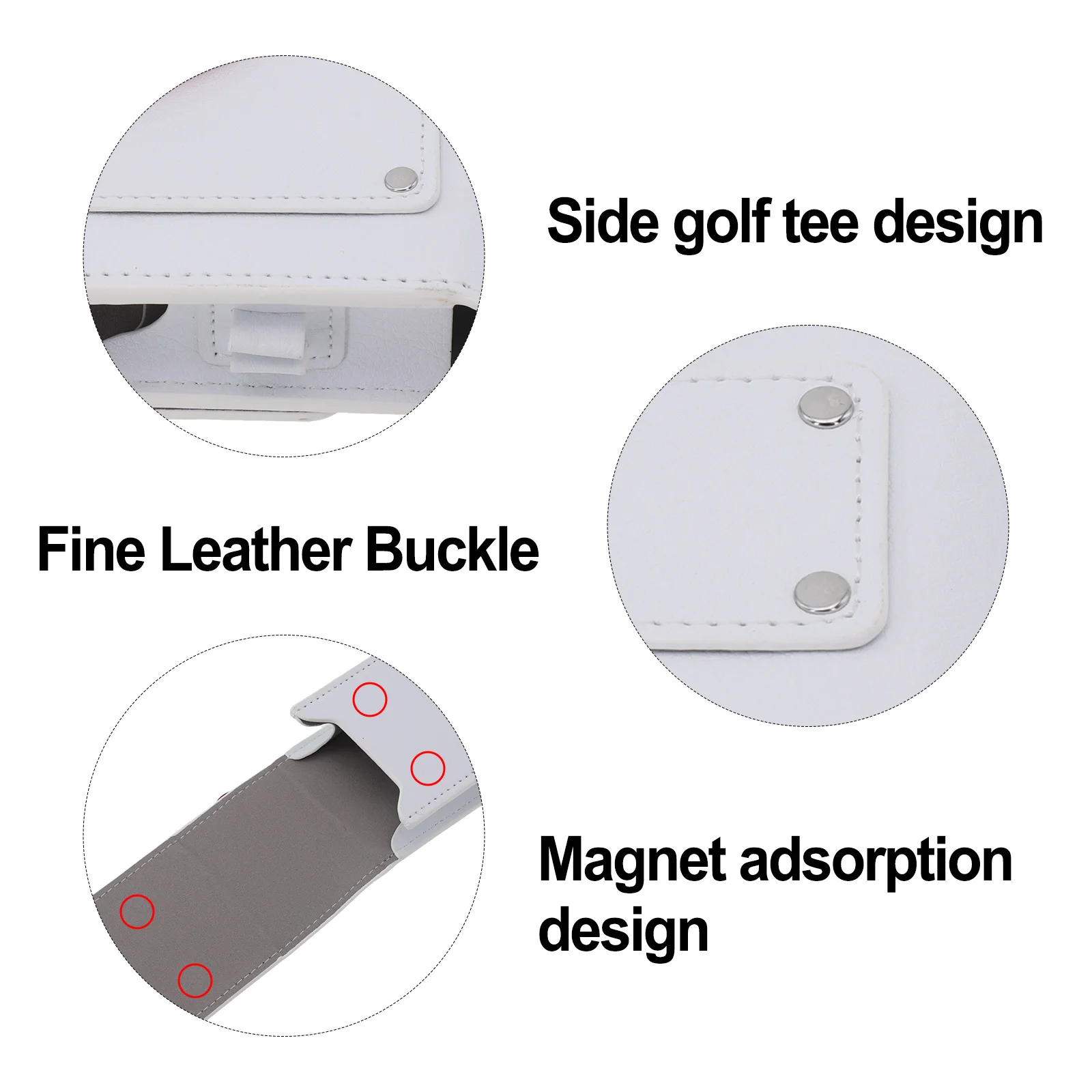 Compact Leather Carrying Case for Golf Rangefinders with Four-Button Closure and Built-in Carabiner Attachment Point