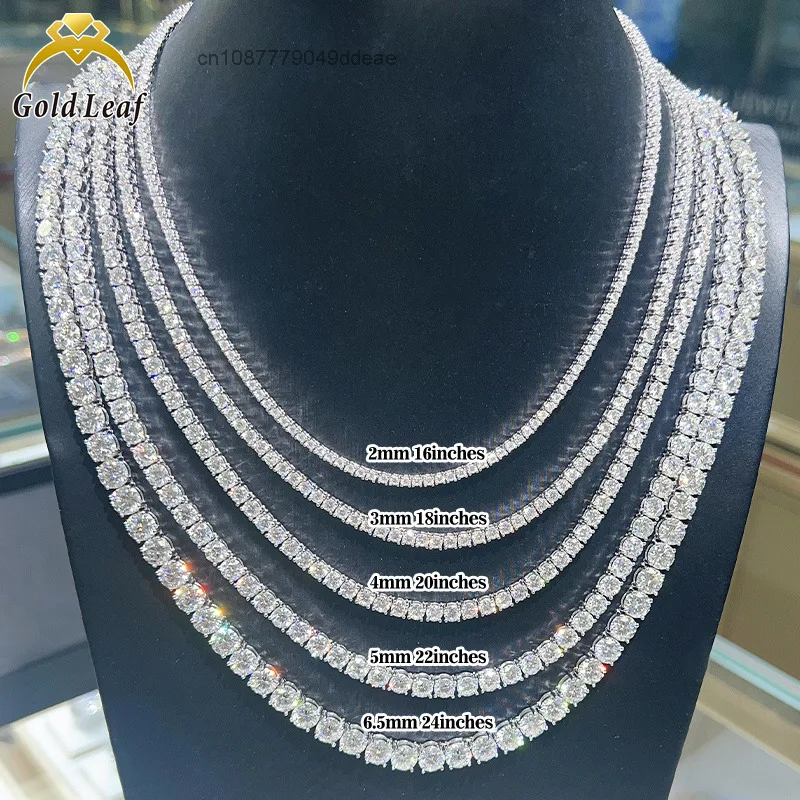 

S925 necklace Moissanite Wholesale Hip Hop Iced Out Fine Jewelry 2mm 3mm 4mm 5mm 6mm 6.5mm Lab Diamond 925 Silver VVS Moissan