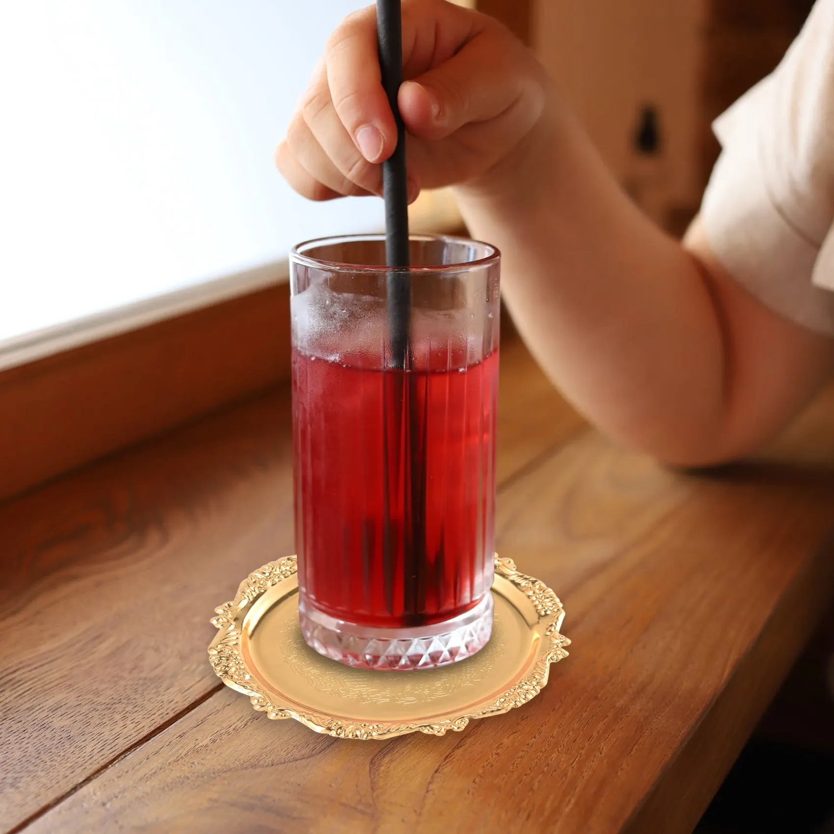 Series 6 Piece Roller Coaster Creative Drink Coaster Decorative Frame Non-Slip Metal Coaster Desktop Display With Pole Frame, Ki