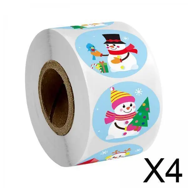 

Christmas Stickers Roll Labels Round Stickers Snowman Design for Holiday Gift Cards and Envelope Decoration