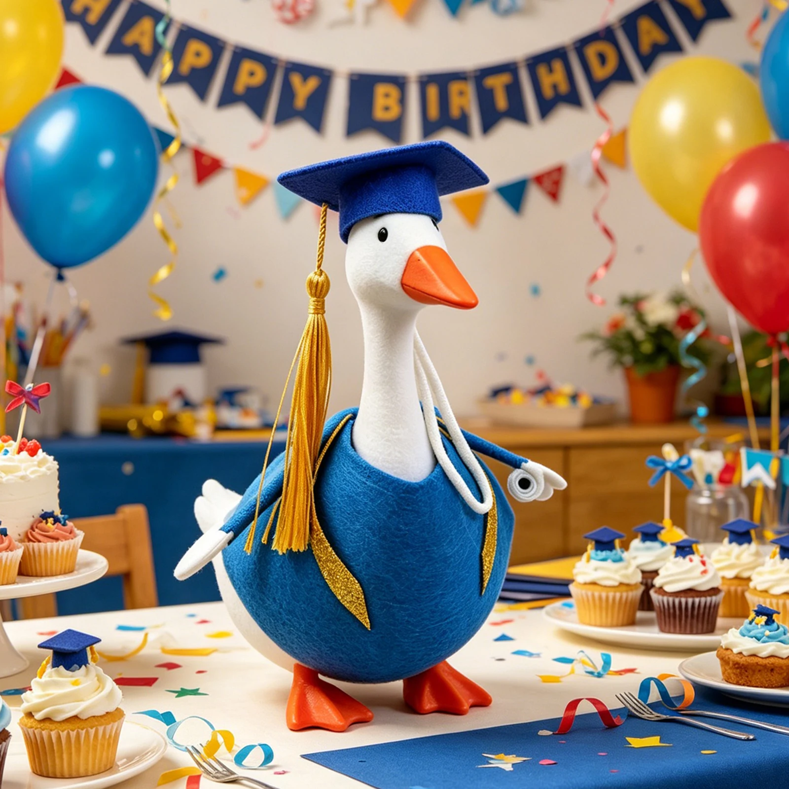 Graduation Desk Goose Outfits for 7inch Goose, Cute Graduation Gown and Cap, Mini Goose Outfits view 6