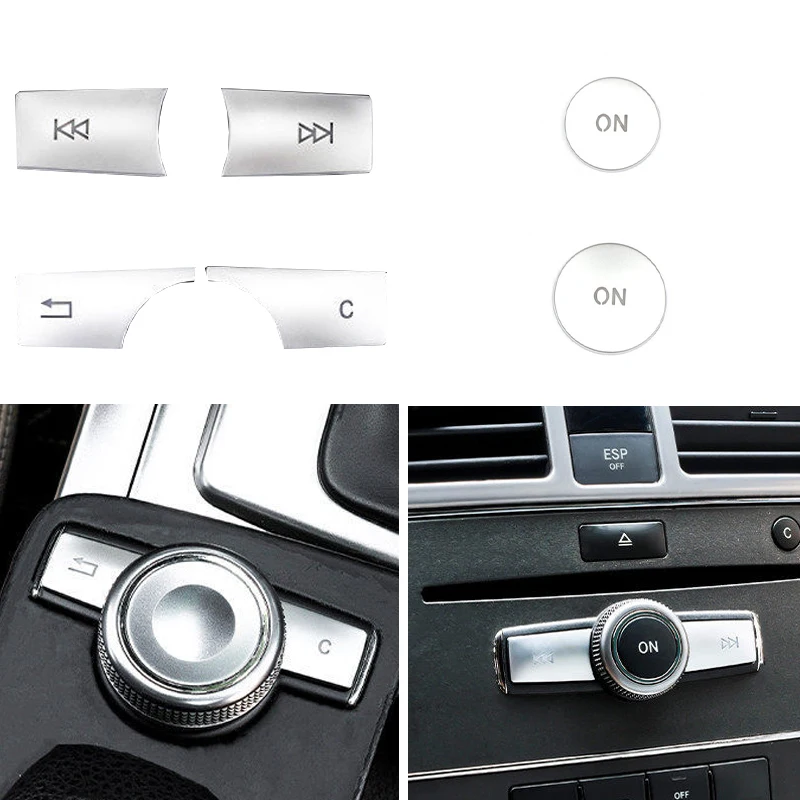 For Mercedes Benz C E Class W204 W212 GLK300 X204 C200 Car Console CD Panel Multimedia Switch Buttons Sequins Volume Cover