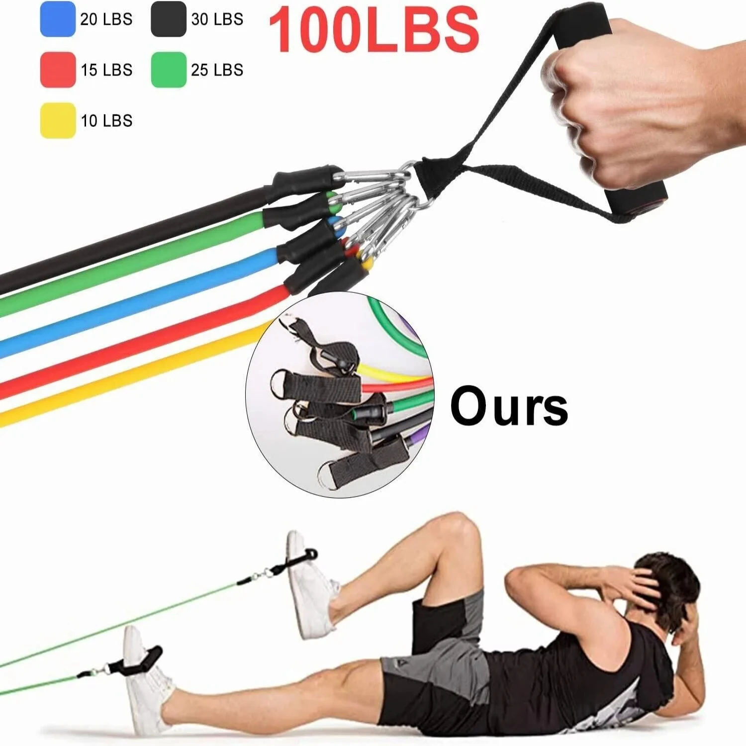 11 PCS Resistance Band Set Yoga Abs Exercise Fitness Tube Gym  Workout Bands