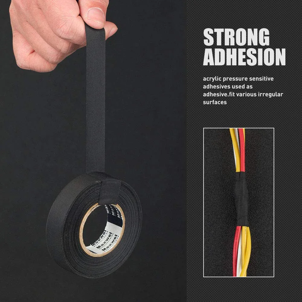 15M Wire Harness Tape Heat Resistant Wiring Loom Harness Self-Adhesive Felt Cloth Electrical Flame Retardant Tape For Automotive