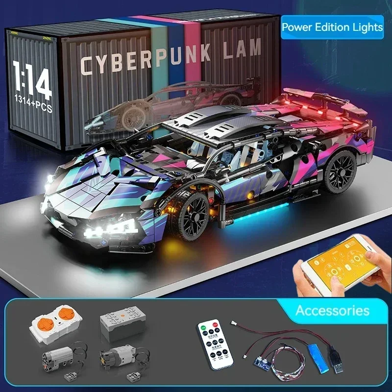 1314Pcs Technical Racing Sport Car 67128 Model Building Blocks Lamborghini Hypercar Racing Car Model Toys Kid Adult Gift