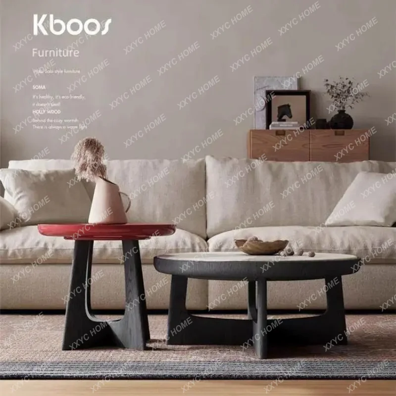 

L minimalist microcrystalline stone coffee table living room household simple round coffee table