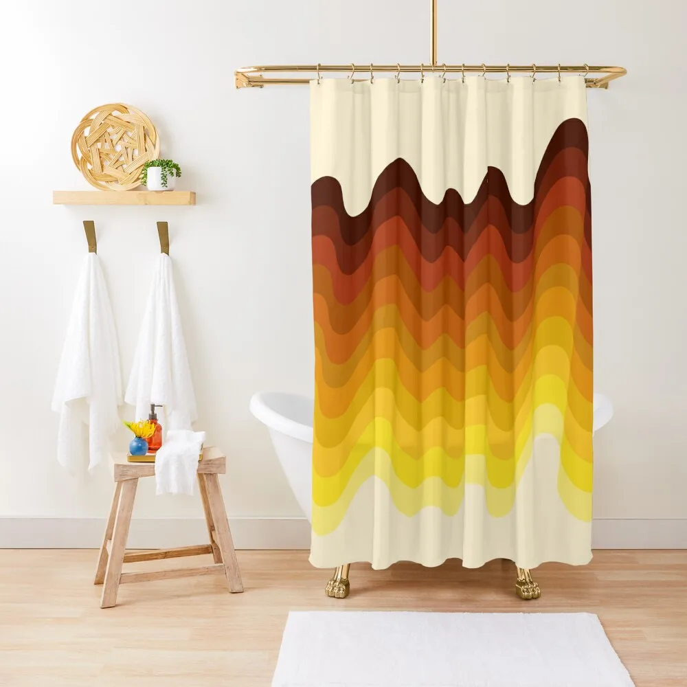 Retro Ripple Shower Curtain Washable Waterproof Fabric Shower Modern Accessory Bathrooms Curtain