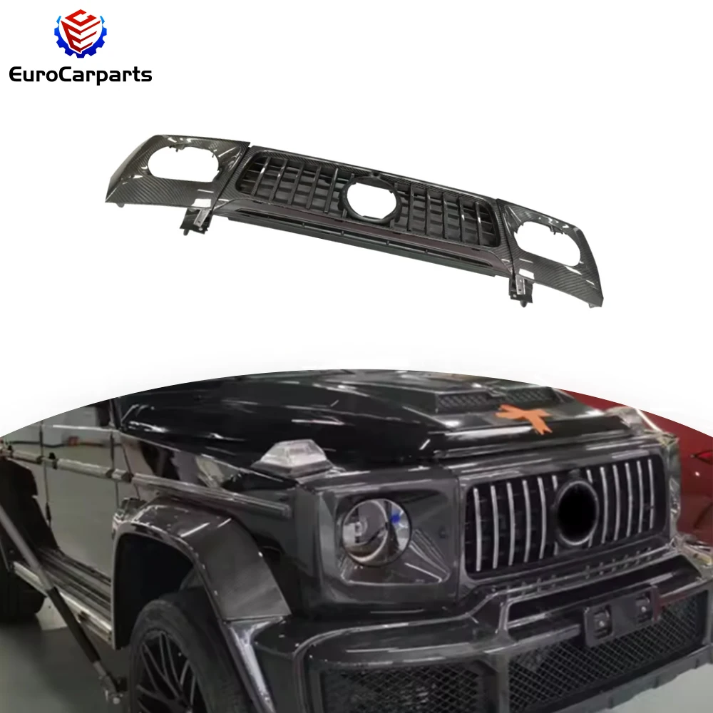2019y+ G Class W464 Dry Carbon Front Grill+Headlight Covers for G500 550 Upgrade to G63 Car Grille Front Center Bumper Grille
