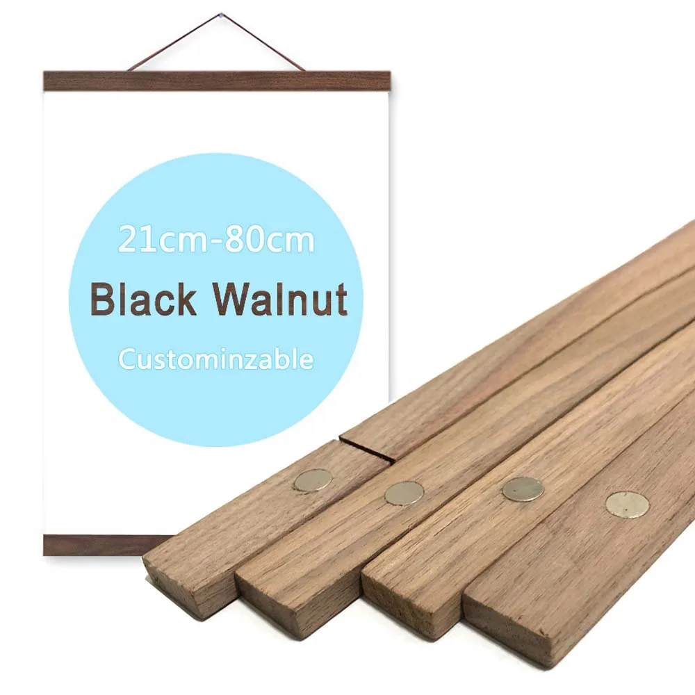 DIY Magnetic Wooden Poster Frame Painting Scroll A4 A3 Photo Picture Hanger