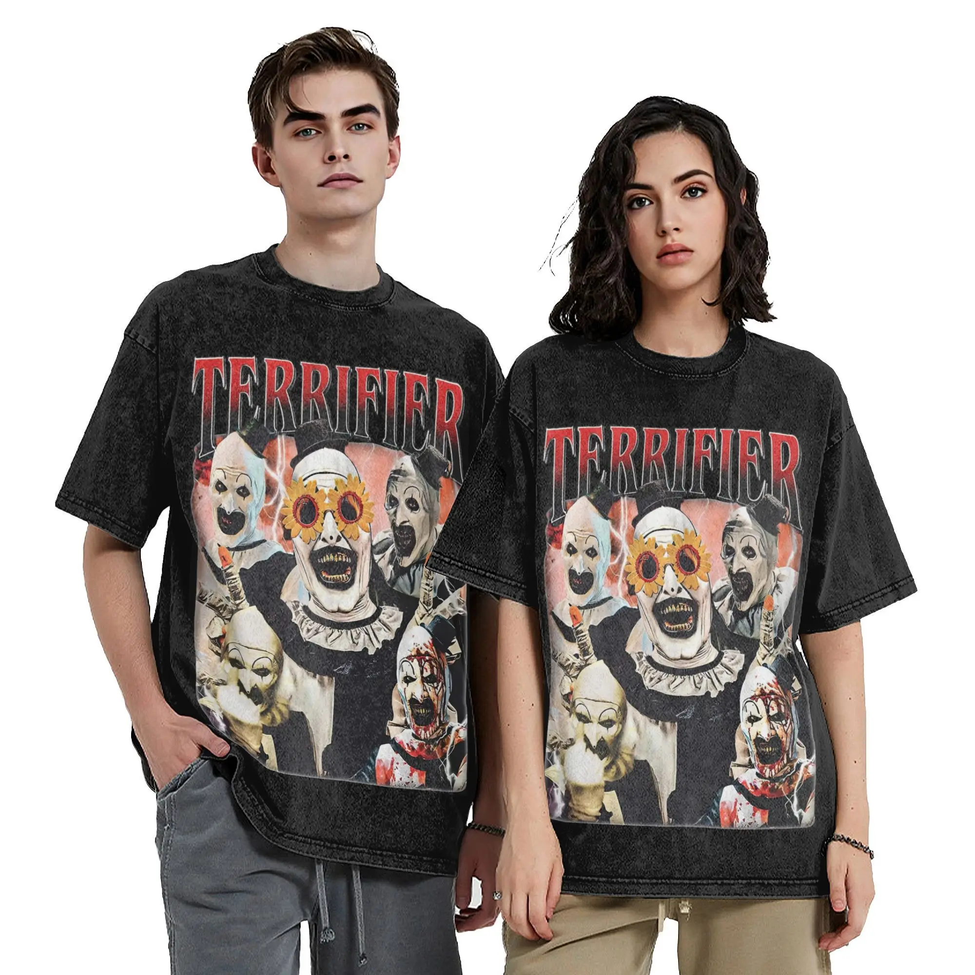 Terrifer Movie Washed T Shirt Streetwear Hip Hop Novelty T-Shirts  Tees Tops for Men Women Short Sleeve Oversize Summer