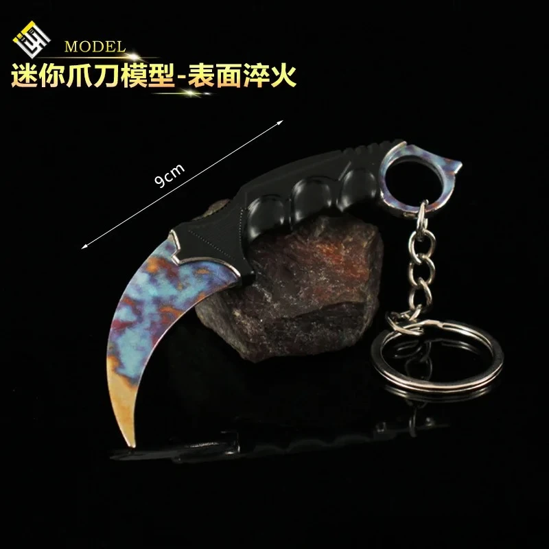 9cm licznik gier Elite urządzenia peryferyjne kolor pazur nóż Karambit brelok ze stopu Model hartowanie Gradient Unboxing nóż zabawki bezpieczeństwa