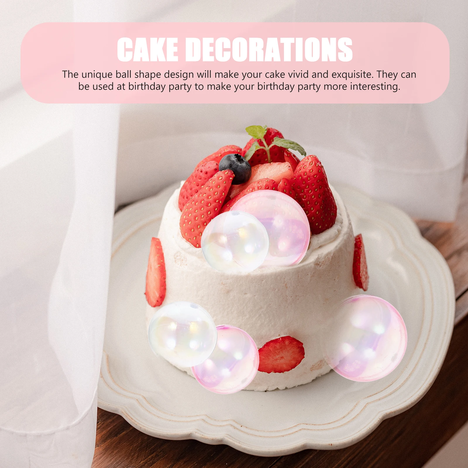 

20pcs Cake Decorations Fantasy Ball Ornaments Decorative Balls Birthday Vintage Party Toppers for Baking Supplies