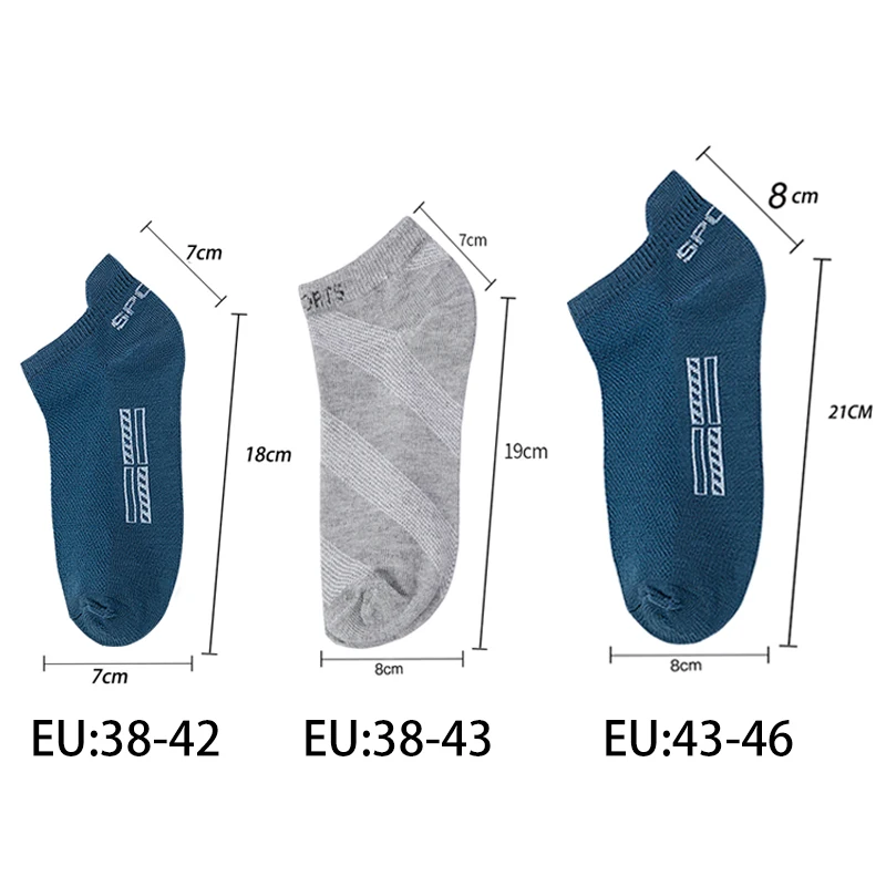 5 Pairs/Lot High Quality Men Ankle Socks Breathable Cotton Sports Mesh Casual Athletic Thin Cut Short Sokken Plus Size, image 6