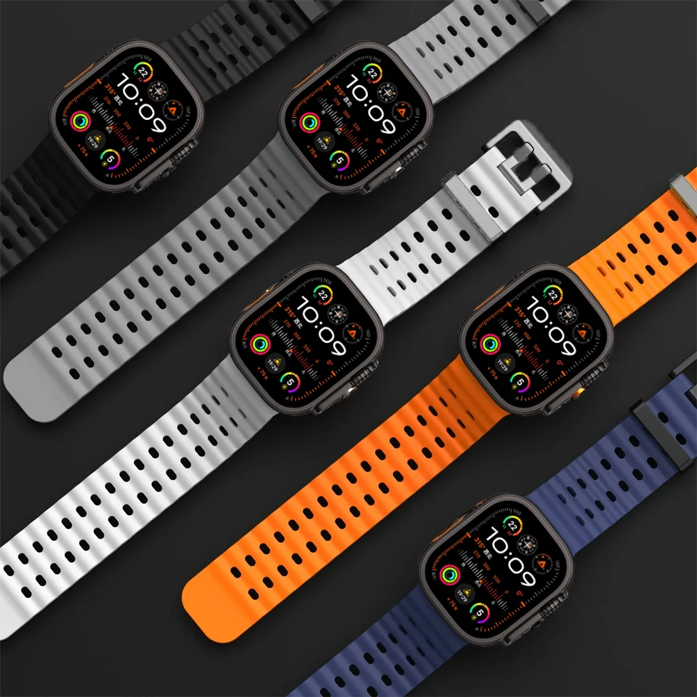 Ремешки для Apple Watch Band series 10 9 7 8 6 5 4 SE Ultra 2 49 мм 46 мм 42 мм 45 мм 44 мм Спортивный силиконовый браслет correa iWatch ремень