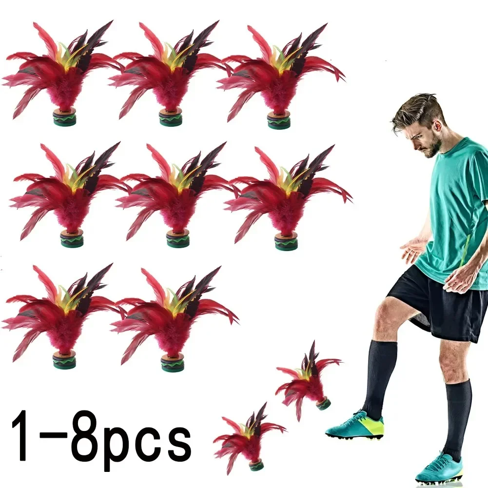 1-6pcs 20cm Feather Jianzi Colorful Feathers Shuttlecock Portable Foot Kick Handwheel Feather Shuttlecock Fitness Entertainment