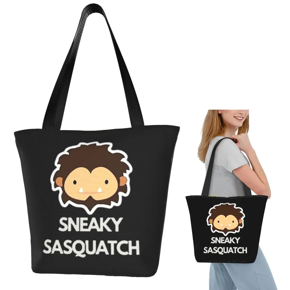 

Sneaky Sasquatch Shopping Tote Bag Canvas Large Capacity Shoulder Bags Shopper Grocery Handbag for Women