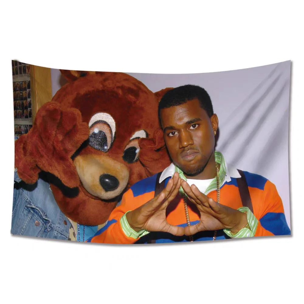 Kanyes West Rock Rapper Hang Cloth Tapestry Banners And Flags For Bar Or Room Wall Decoration