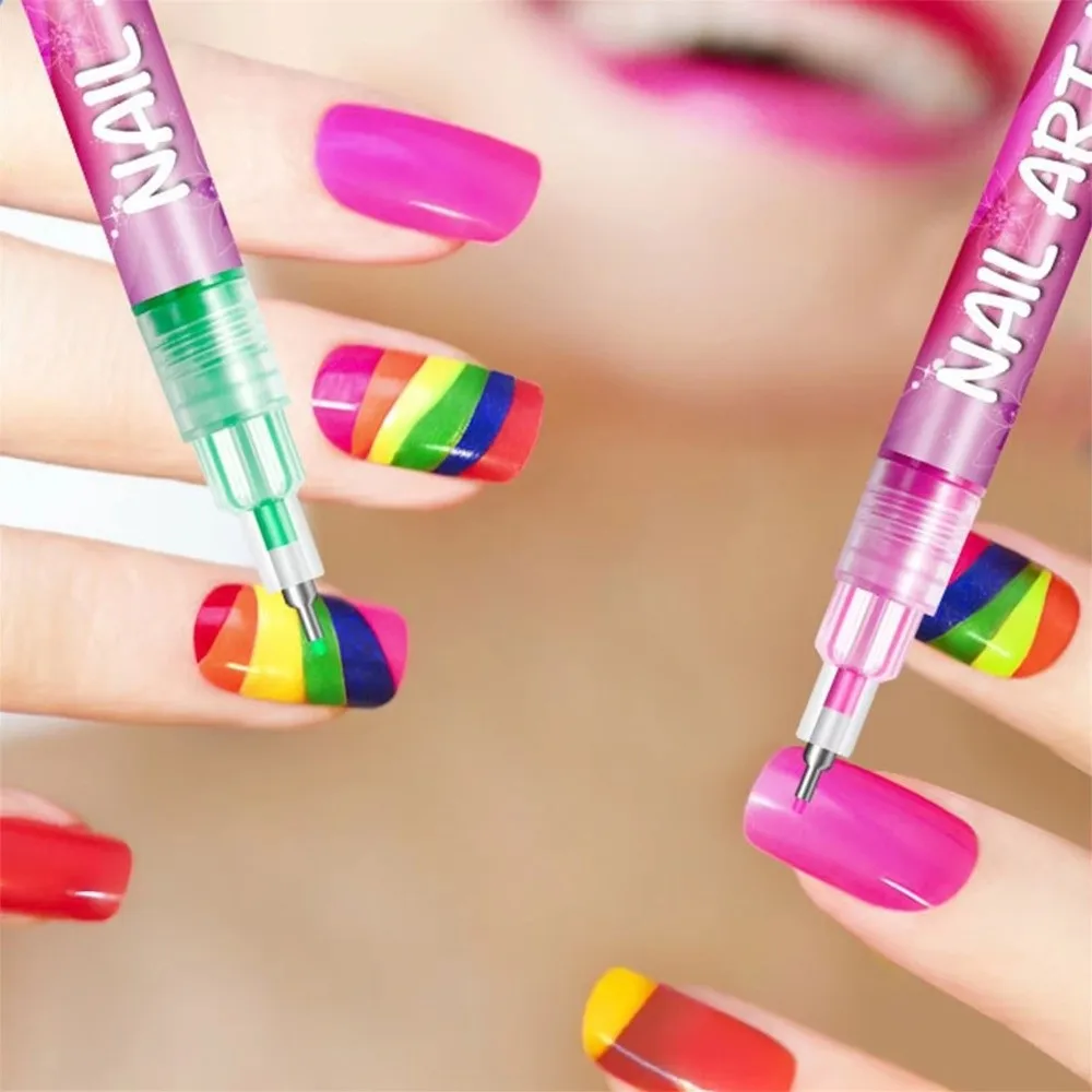 0.5 مللي متر تلميح الأظافر أقلام تلوين غرامة تلميح سريعة الجافة مسمار الفن أقلام مجموعة مقاوم للماء ملصقات الأظافر الديكور مسمار أقلام تلوين #4