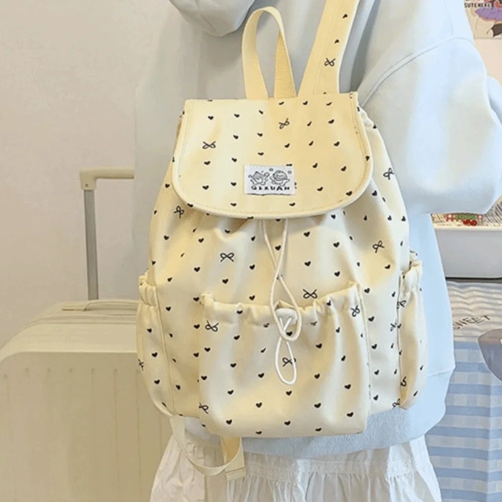 Cute Lightweight Drawstring Backpack Large Capacity Korean Style Nylon Backpack Cloth College Style Students School Bag Daily