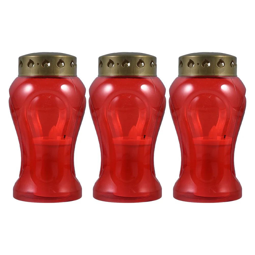 

3Pcs LED Graveyard Flameless Candles Garden Courtyard Decoration Church Worship Cemetery Memorial Safety Waterproof Reusable LED