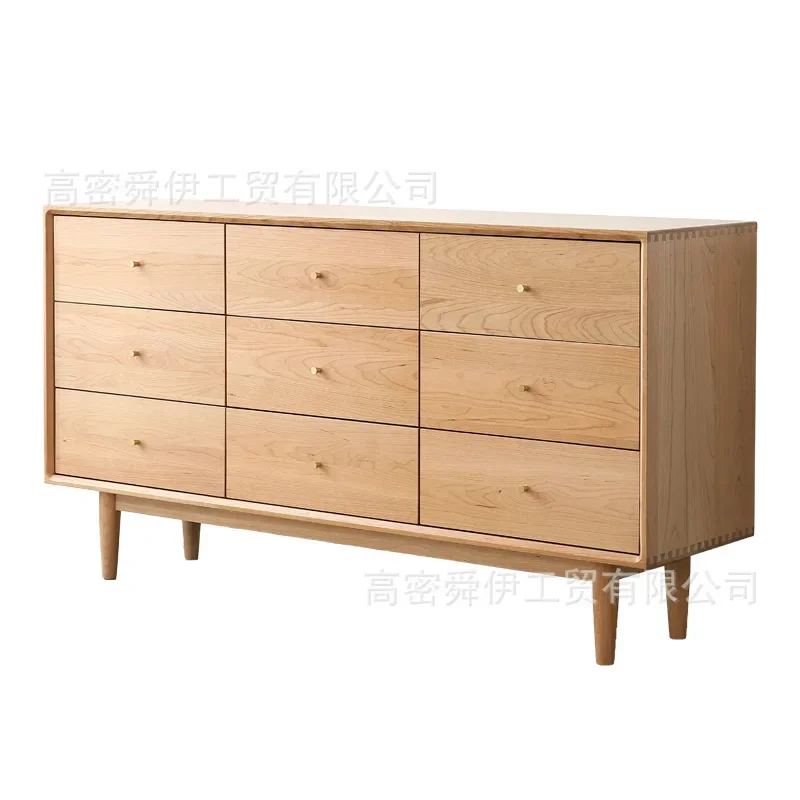 Nordic solid wood furniture nine chest cabinets cherry wood bedroom wardrobe storage living room storage multi-purpose