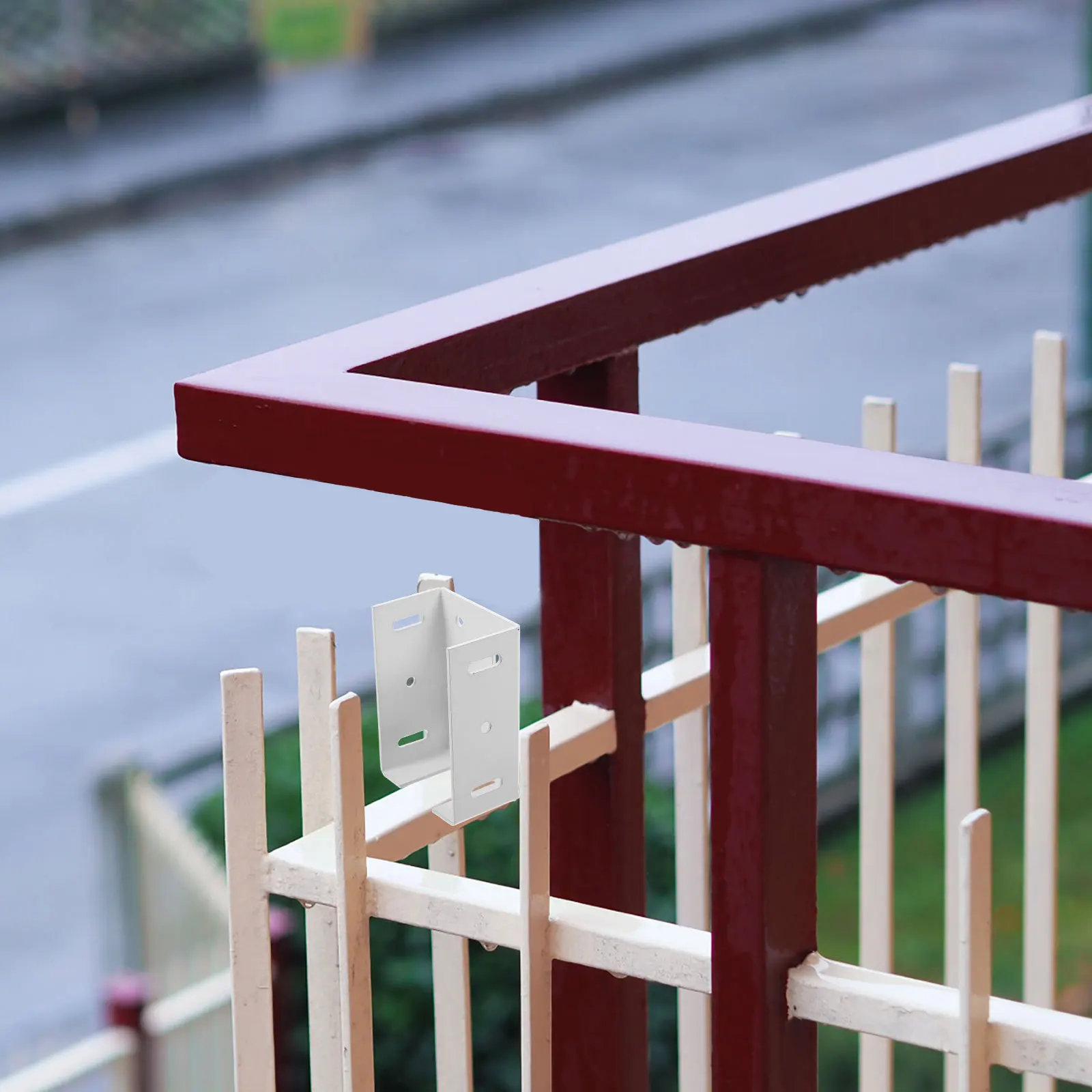 

2pcs Fence Brackets Galvanized Steel Wood Rail Support Repair Kit Heavy Duty Railing Bracket For Outdoor Garden Fence Wood