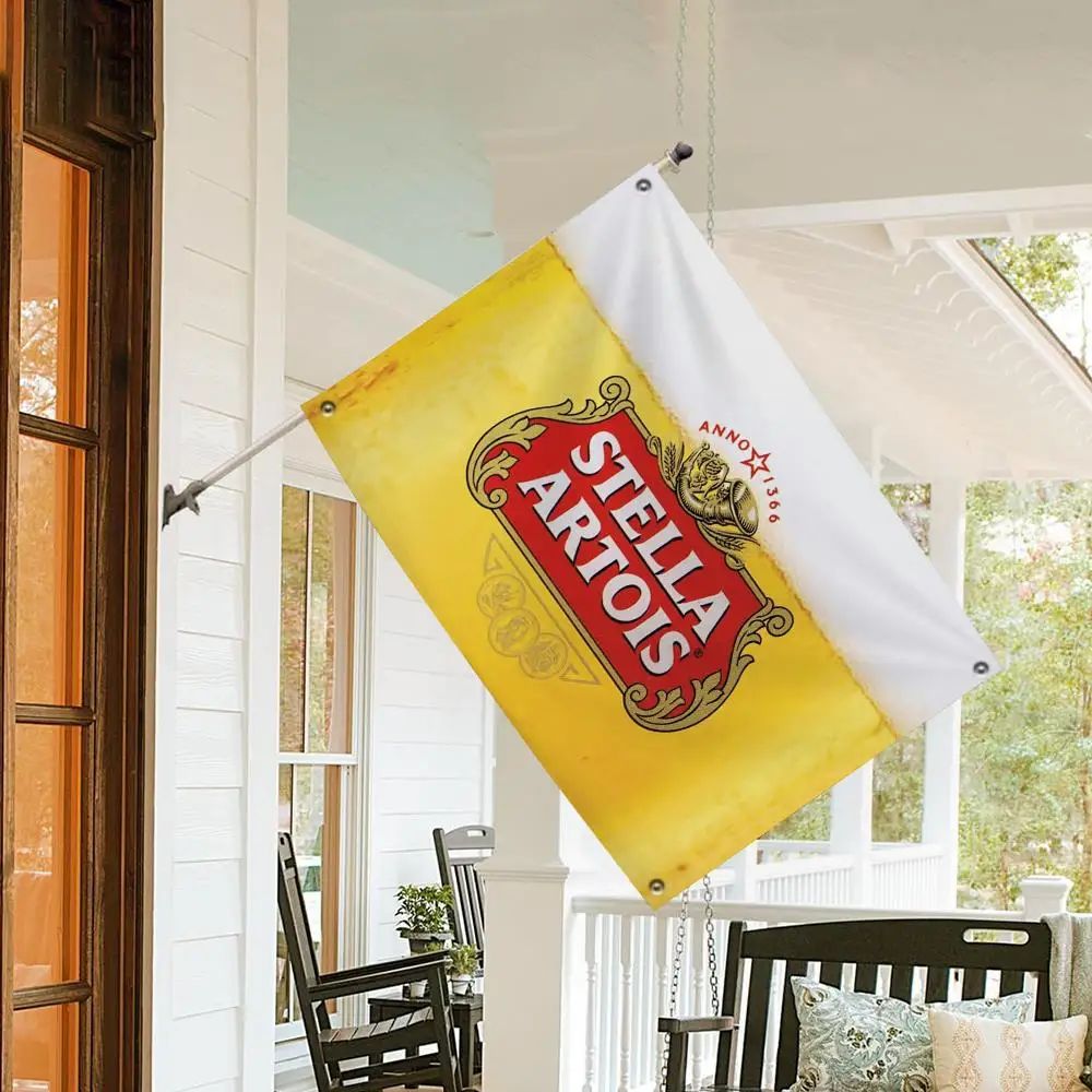 S-STELLA A-ARTOISs Beer Flags 3x5 Ft Custom Banner For Garage Door Room Decor Wall Out Decoration With Metal Buckle