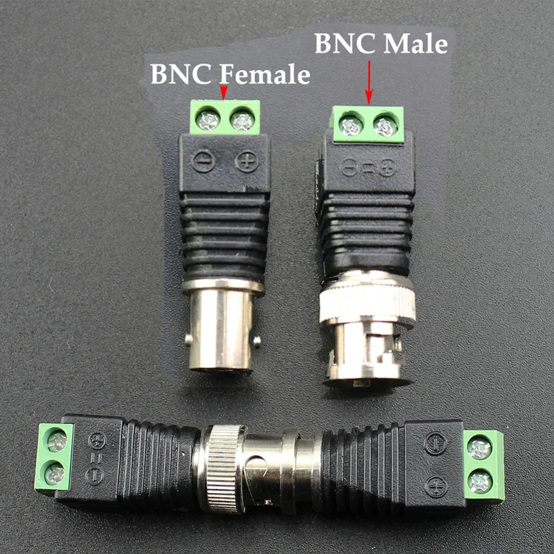 BNC Male Female Plug Screw Terminal Connector Adapter Connectors and Solderless Video Balun Connector