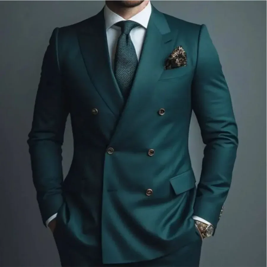 

Men Suits Double Breasted Wedding Party Business Prom Groomsman Male Tuxedos Formal Occasion Custom 2 Piece Set Blazer Pants