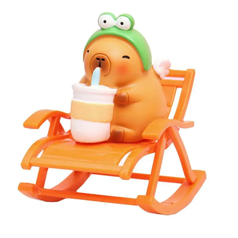 

Capybara Figurines Simulation Capybara Model Rocking Chair Rocking Chair Capybara Model Capybara Animal Figurines Statue Table