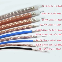 5 metros/lote RG142/RG400/RG316D/RG316/RG178 Cable de antena Coaxial RF Color marrón/azul plateado