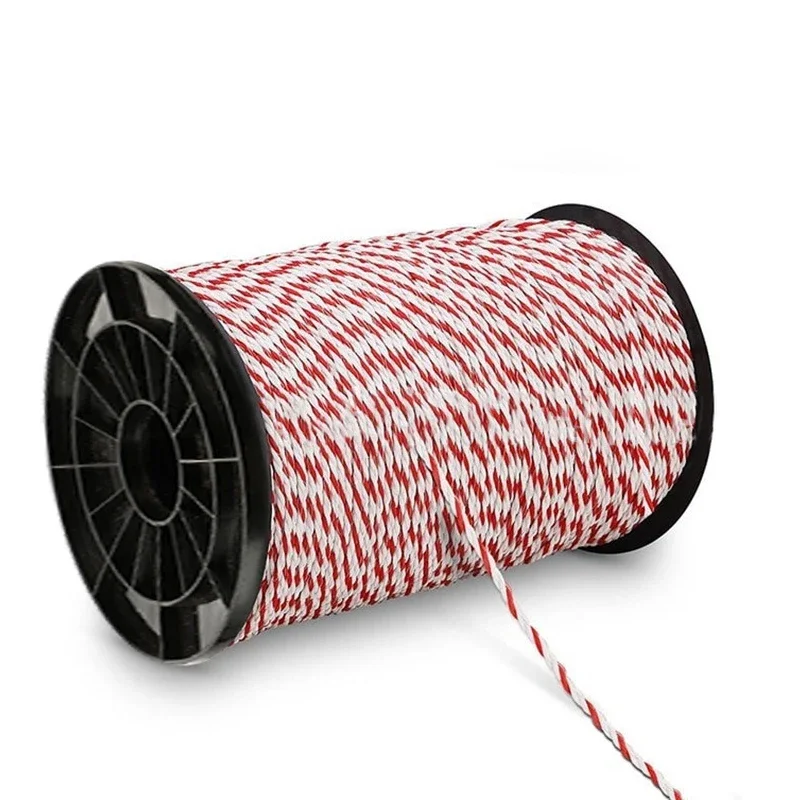 200/500M/Roll Electric Fence Rope Polywire with Steel Poly Rope for Horse Animal Fencing Ultra Low Resistance Wire and Accessory