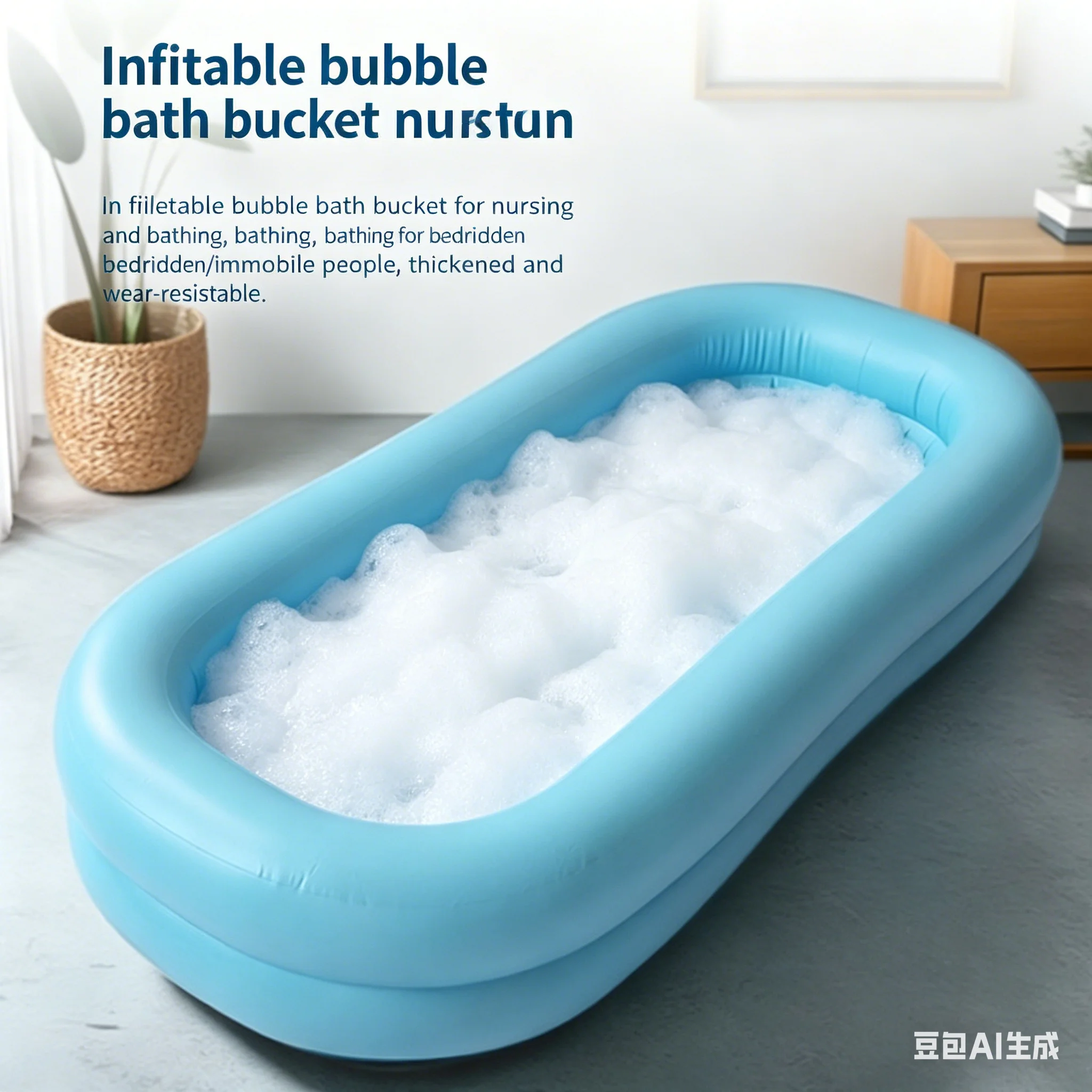 Portable Inflatable Bathing Pool for Elderly, Foldable PVC Water Mattress for Bedridden Patients, Anti-Decubitus Bath Tub