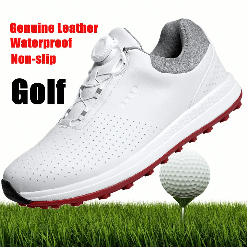 

New Men's Golf Shoes Golf Waterproof Anti-slip Shoes Golf Shoes Breathable Sports Shoes Leather Outdoor Sneakers Golf Shoes