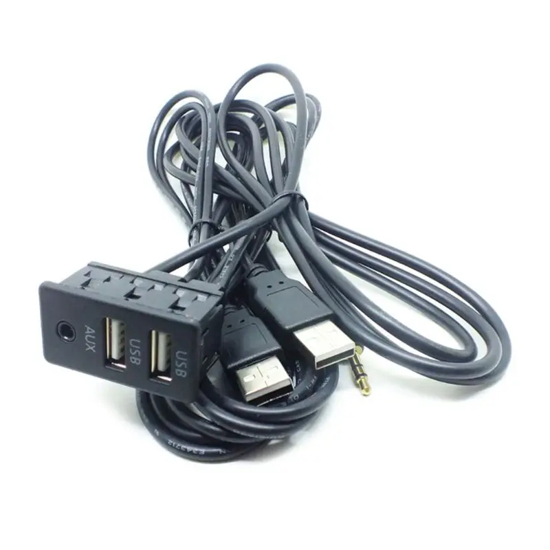 150cm Car Boat DIY Flush Mount Jack Dual USB Interface Auto AUX Extension Cable Automotive Power Cable