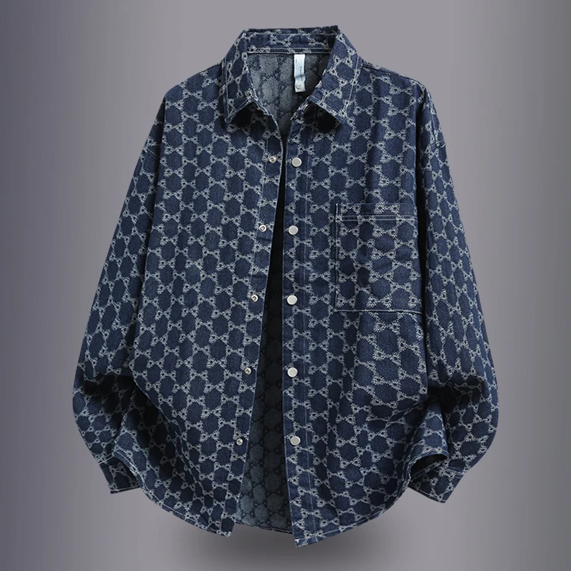 

Модная мужская рубашка с длинным рукавом в гонконгском стиле, свободная универсальная повседневная рубашка с воротником, модная верхняя одежда в стиле ретро, модная мужская рубашка