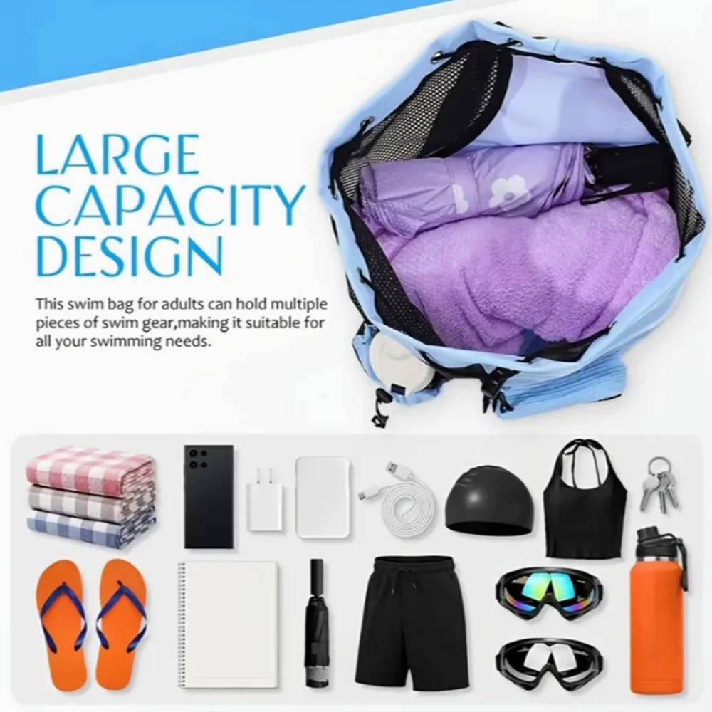 Drawstring Beach Storage Bag Men Women Beach Backpacks Summer Swim Rucksack for Swimming, Gym, and Workout Gear, Unisex view 6