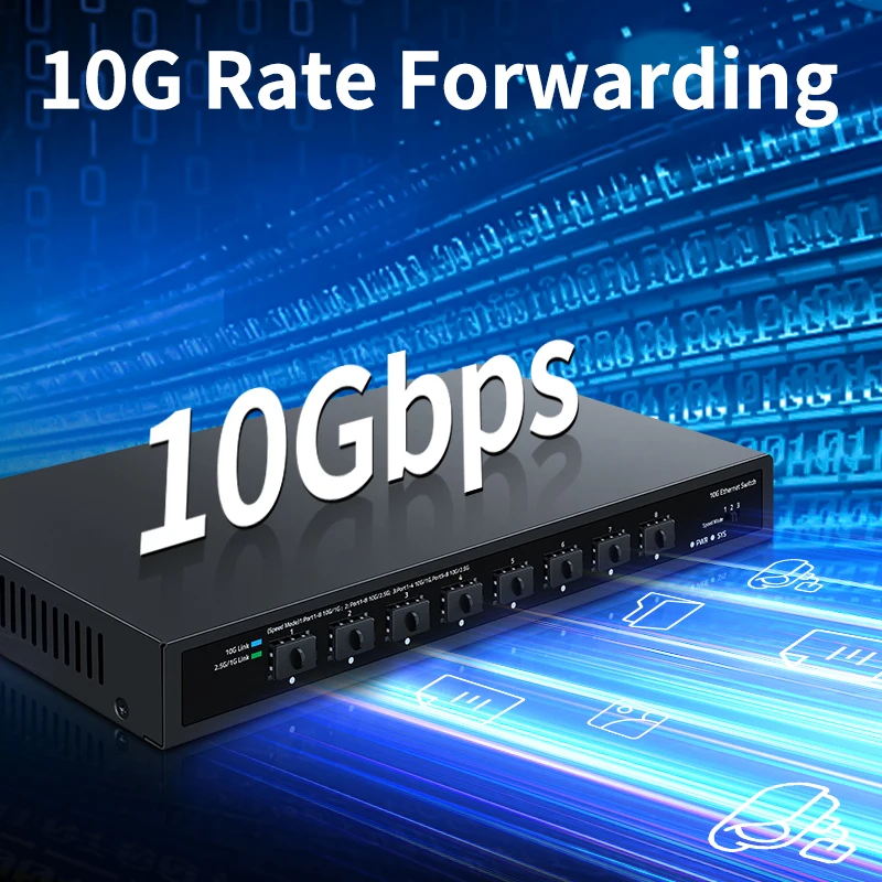 HORACO 10Gbe SFP+ イーサネットスイッチ 8 ポート 10000Mbps 光 SFP+