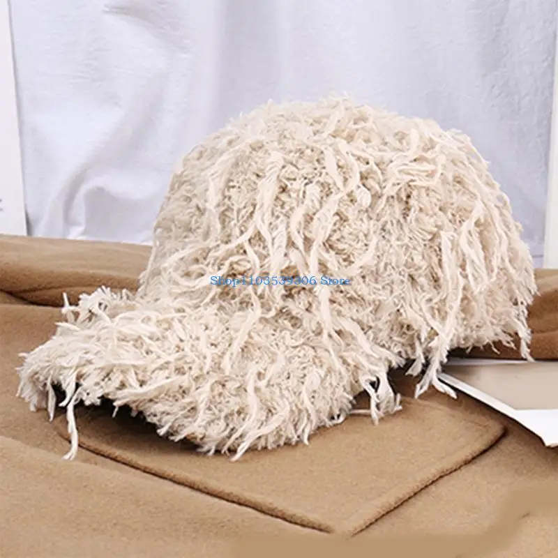 Gorras béisbol felpa con flecos para adultos, gorro béisbol cálido para uso diario, Unisex, invierno y otoño, 400A
