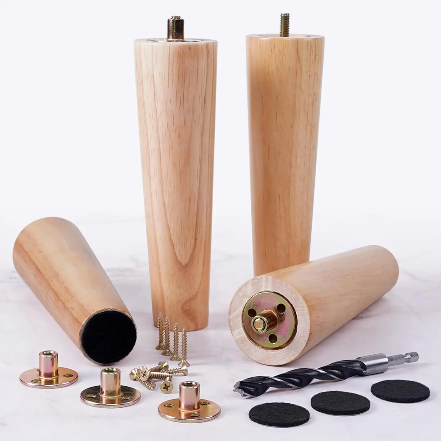 

8 Inch Heavy Duty Wood Furniture Legs Set of 4 - Wooden Couch & Sofa Legs Replacement - Furniture Risers for Table,Ottoman,Cabin