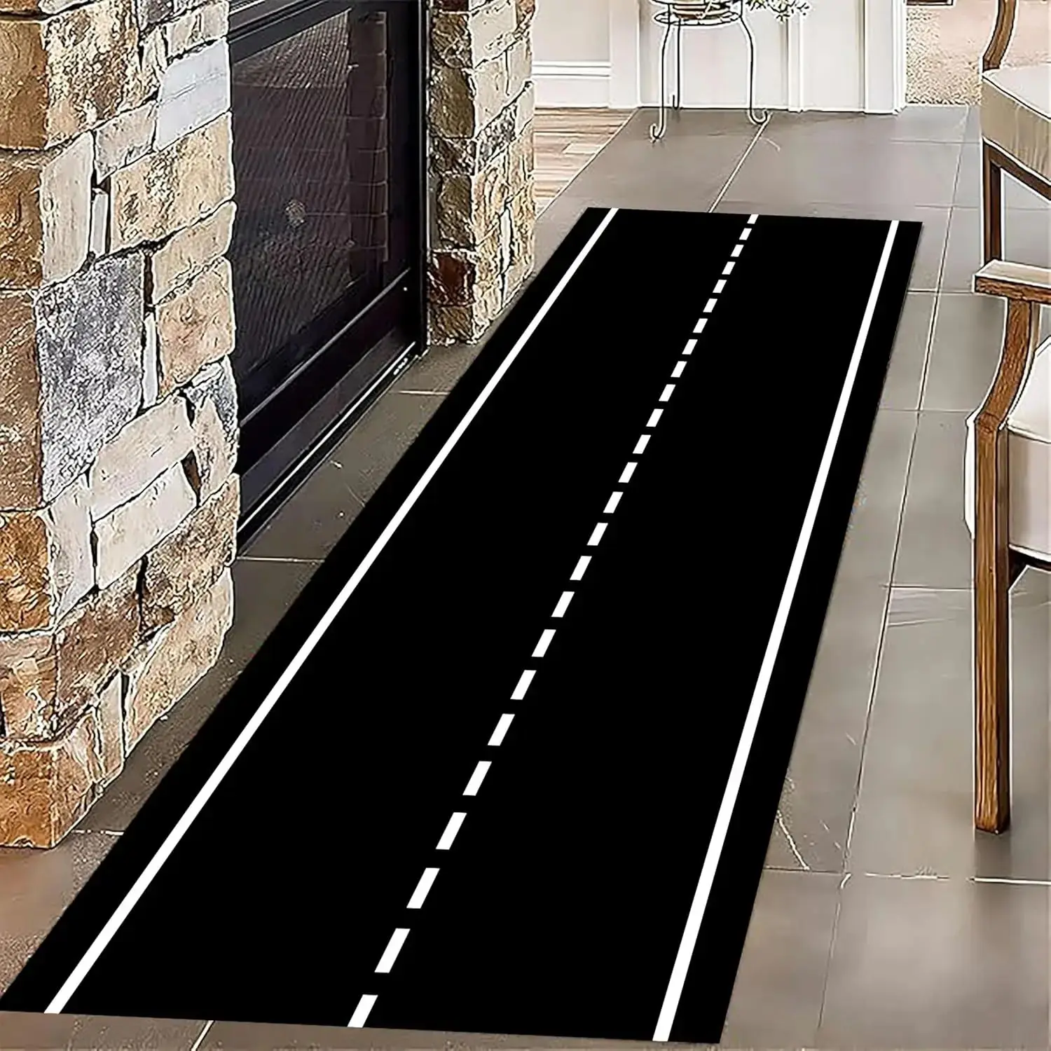 VIKAMA Home Racing Flag Carpet Runner, Anti-wear Rug for Living Room Gaming Hall Entryway Ornament