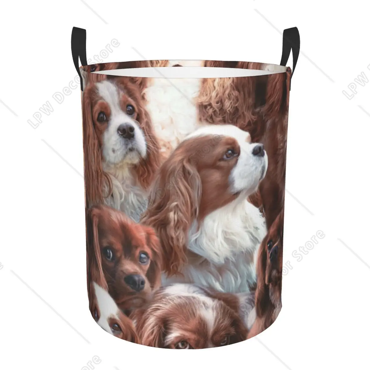 

Custom Cavalier King Charles Spaniel Laundry Hamper Large Clothes Storage Basket Pet Dog Toy Bin Organizer for Boy Girl