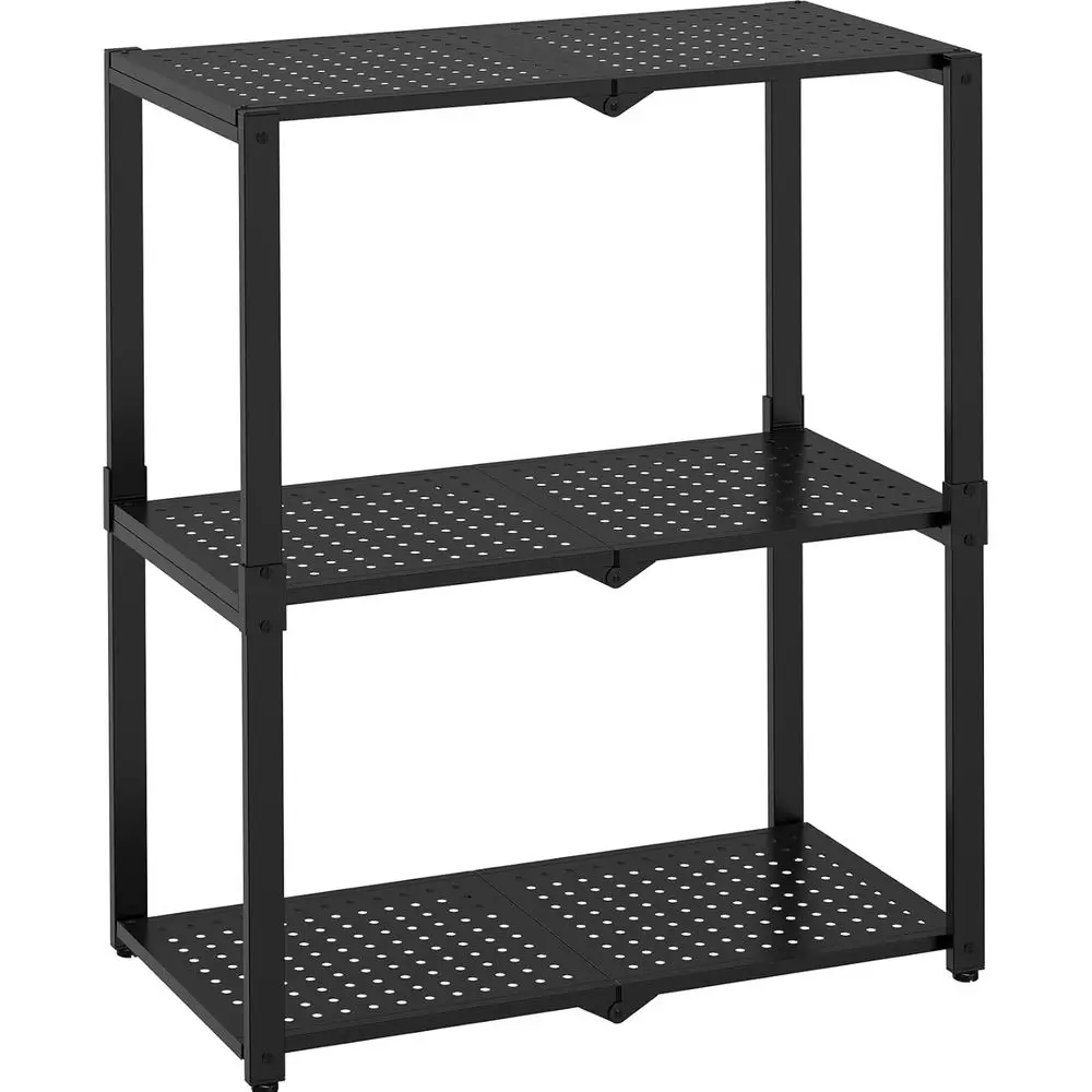 

Прочная металлическая полка для хранения, 28x13.5x33.5, идеально подходит для гаража, кухни, спальни, черная