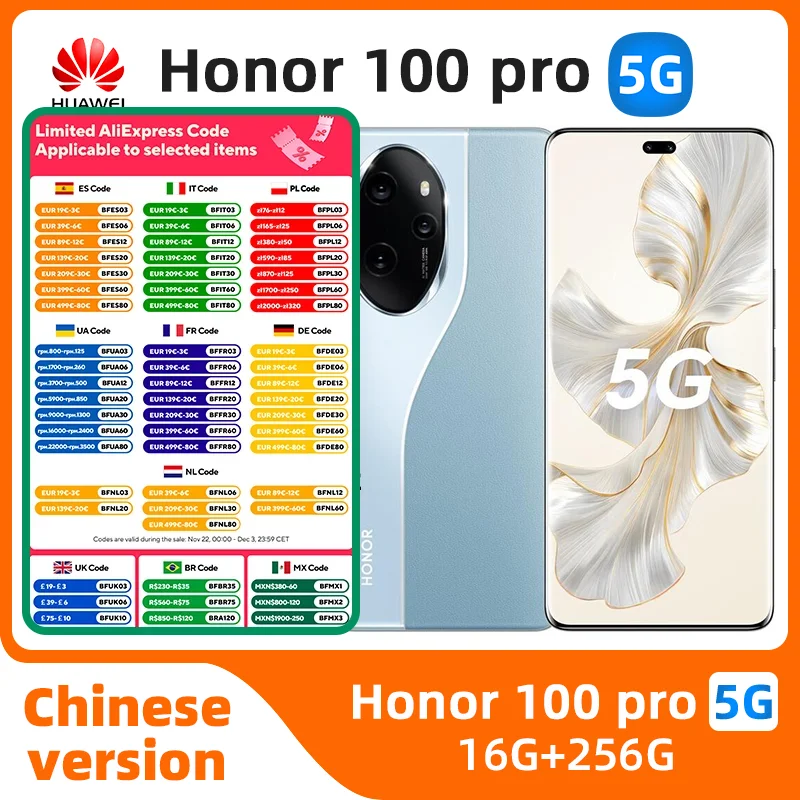 Honor 100 Pro 5g SmartPhone 100W Charge 5000mAh Battery 6.78inch 120hz OLED Display 50MP Snapdragon 8 Gen 2 Original used phone